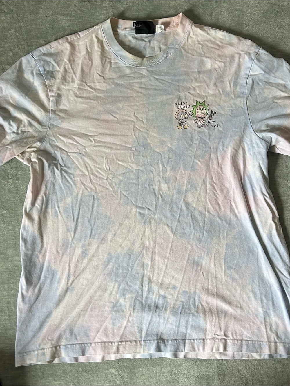 Rick and Morty tie-dye H&M Crew neck t-shirt with cartoon characters size Large